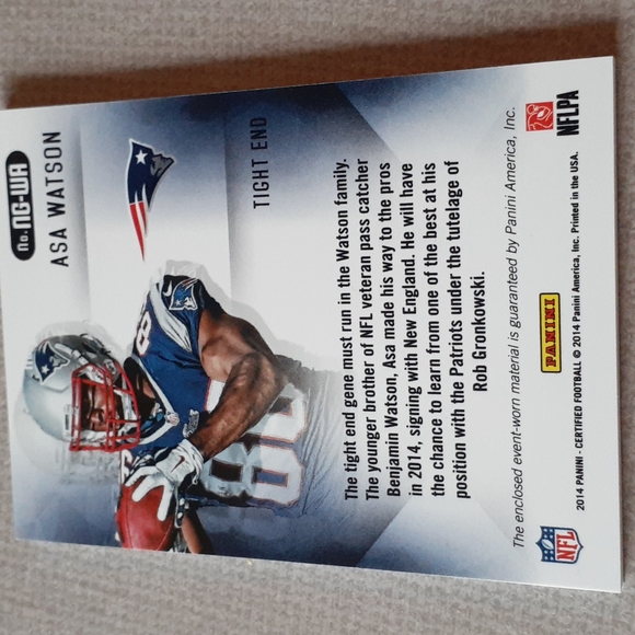 New England Patriots Rookie Game Used Asa Watson Red /299 - Picture 3 of 3